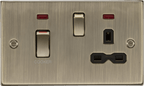 Knightsbridge - Squared Edge 45A Cooker Switch and Socket with Neon - Luminosity Designs Ltd