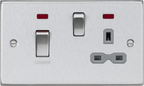 Knightsbridge - Squared Edge 45A Cooker Switch and Socket with Neon - Luminosity Designs Ltd