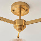 Endon - Stamford Art Deco Style 3 Light Semi Flush Fitting With Ribbed Glass Shades, 3X G9 - Luminosity Designs Ltd