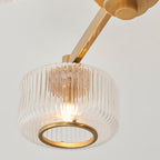 Endon - Stamford Art Deco Style 3 Light Semi Flush Fitting With Ribbed Glass Shades, 3X G9 - Luminosity Designs Ltd