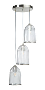 Oaks Lighting - Stanley 3 Light Glass Spiral Multi Pendant With Satin Nickel Trim. 3x E27 - Luminosity Designs Ltd