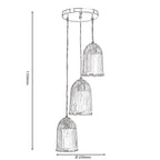 Oaks Lighting - Stanley 3 Light Glass Spiral Multi Pendant With Satin Nickel Trim. 3x E27 - Luminosity Designs Ltd