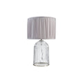 Oaks Lighting - Stanley Large Glass Table Lamp With Satin Nickel Trim and Mushroom Pleated Shade. 1x E27 - Luminosity Designs Ltd