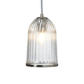 Oaks Lighting - Stanley Single Glass Pendant With Satin Nickel Trim and Linen Shade. 1x E27 - Luminosity Designs Ltd