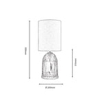 Oaks Lighting - Stanley Small Glass Table Lamp With Satin Nickel Trim and Linen Shade. 1x E27 - Luminosity Designs Ltd