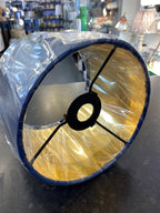 Oaks Lighting - STOCK CLEARANCE - Blue Velvet Drum Shade with gold inner 20cm - Luminosity Designs Ltd