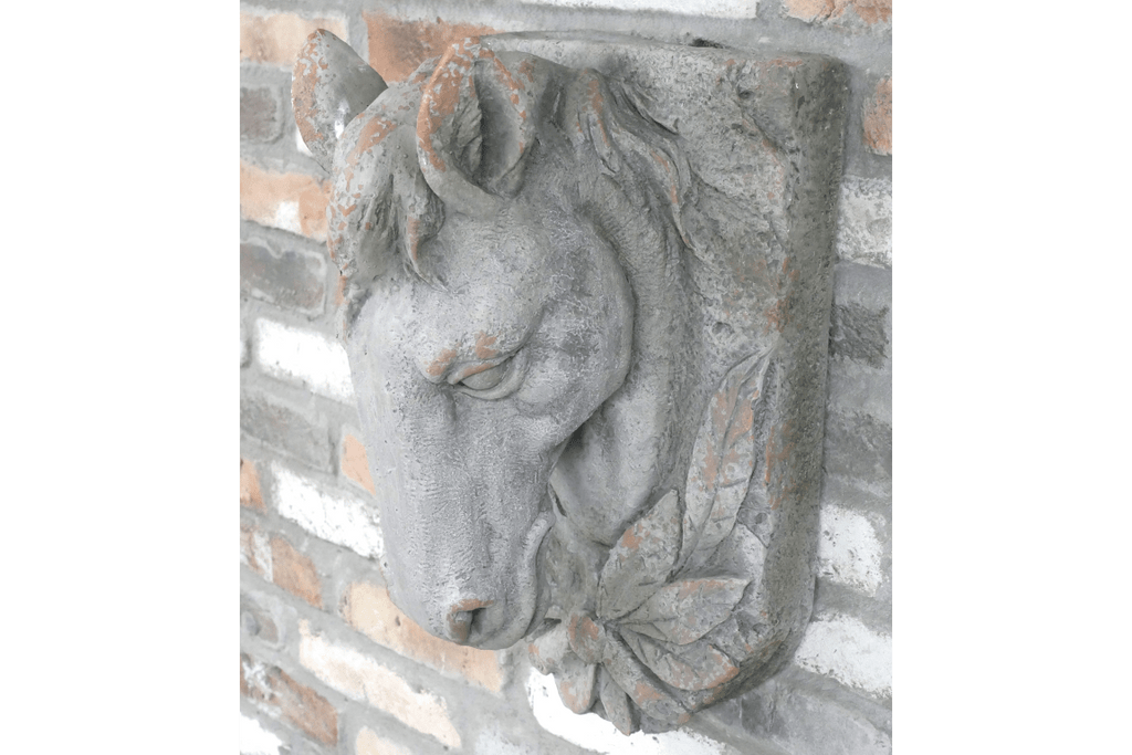 Luminosity Designs - Stone Effect Victorian Style Wall Mounted Horses Head Garden Ornament - Luminosity Designs Ltd