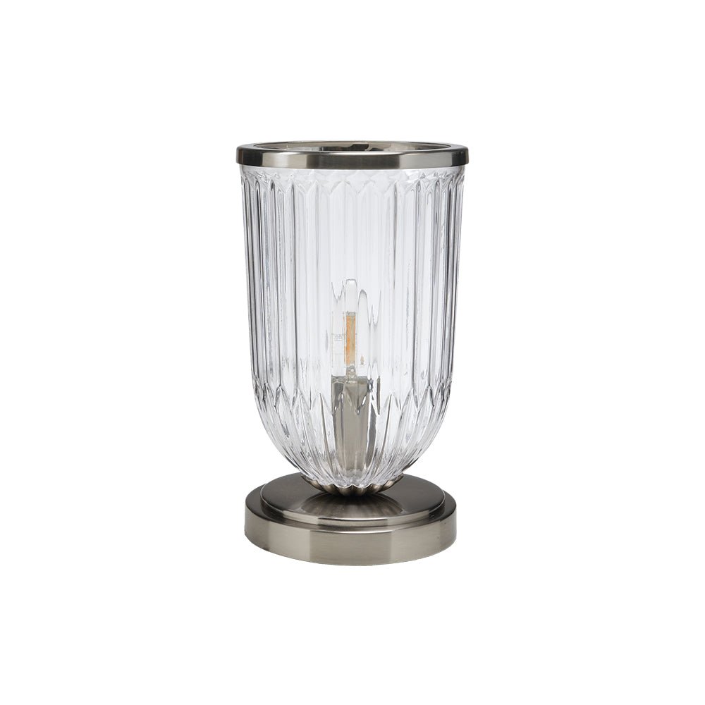 Oaks Lighting - STORE SECOND - Stanley Uplighter Glass Table Lamp With Satin Nickel Trim - Luminosity Designs Ltd