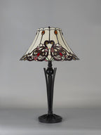 Luminosity Designs - Swan Large Statement Art Nouveau Style Tiffany Table Lamp, 2 x E27, Red / Orange / Crystal / Black - Luminosity Designs Ltd