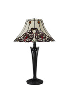 Luminosity Designs - Swan Large Statement Art Nouveau Style Tiffany Table Lamp, 2 x E27, Red / Orange / Crystal / Black - Luminosity Designs Ltd