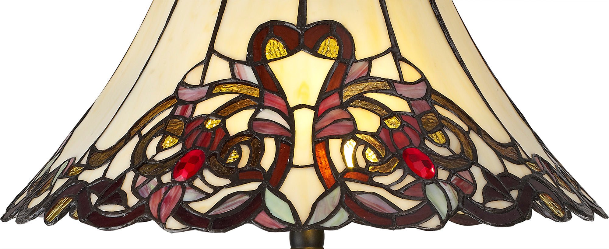 Luminosity Designs - Swan Large Statement Art Nouveau Style Tiffany Table Lamp, 2 x E27, Red / Orange / Crystal / Black - Luminosity Designs Ltd