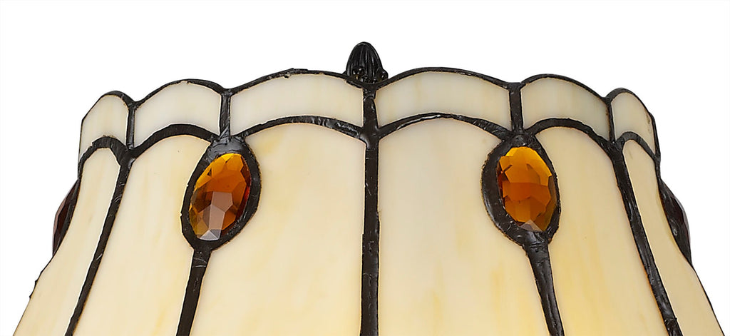 Luminosity Designs - Swan Large Statement Art Nouveau Style Tiffany Table Lamp, 2 x E27, Red / Orange / Crystal / Black - Luminosity Designs Ltd