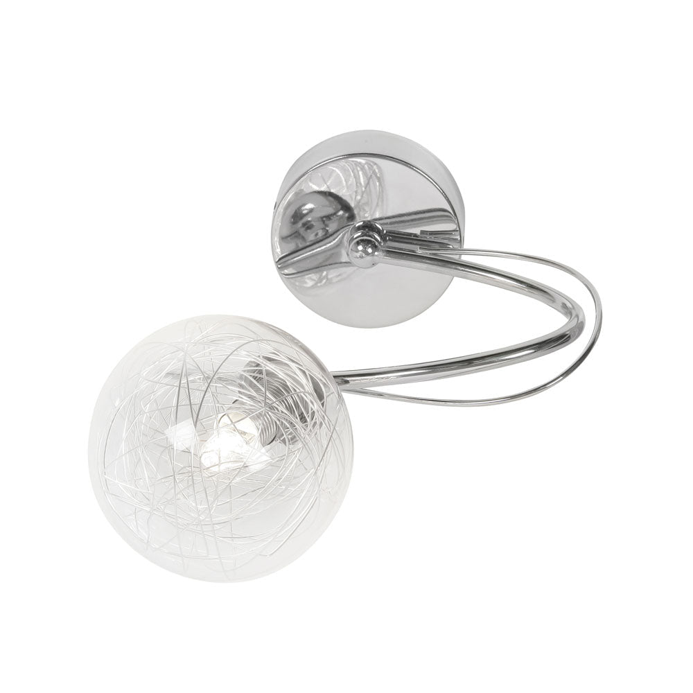 Oaks Lighting - Tabia Swirled Single Wall Light with Crackle Glass Globe Shade, 1x G9 (Oaks 1515/1) - Luminosity Designs Ltd