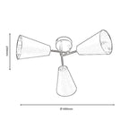 Oaks Lighting - Taza 3 Light Black and Gold Semi - Flush Cone Light - Luminosity Designs Ltd