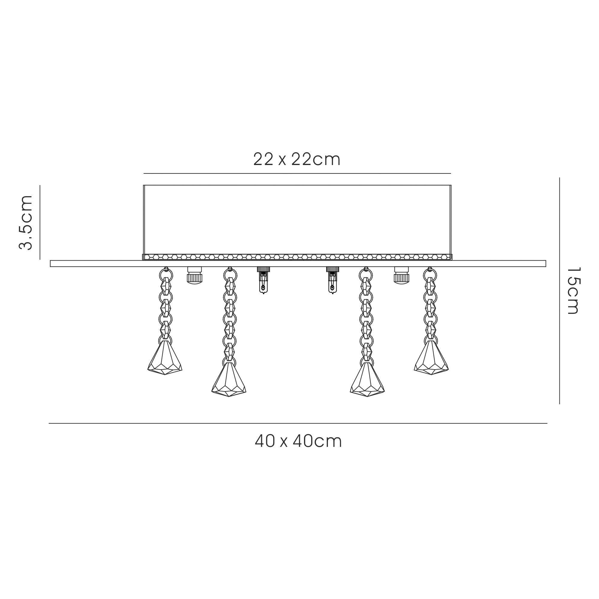 Deco - Theo Flush Ceiling Light with Crystal Droplets - Luminosity Designs Ltd