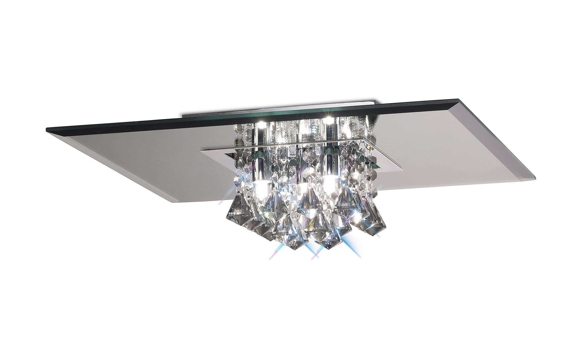 Deco - Theo Flush Ceiling Light with Crystal Droplets - Luminosity Designs Ltd