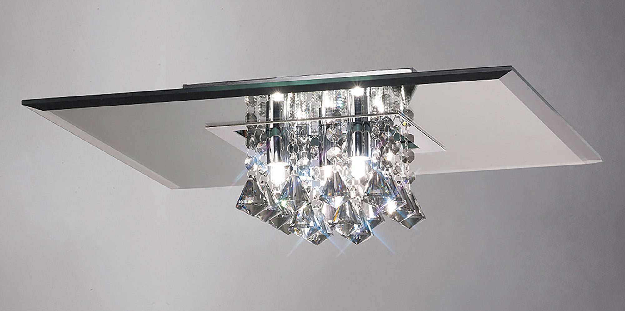 Deco - Theo Flush Ceiling Light with Crystal Droplets - Luminosity Designs Ltd