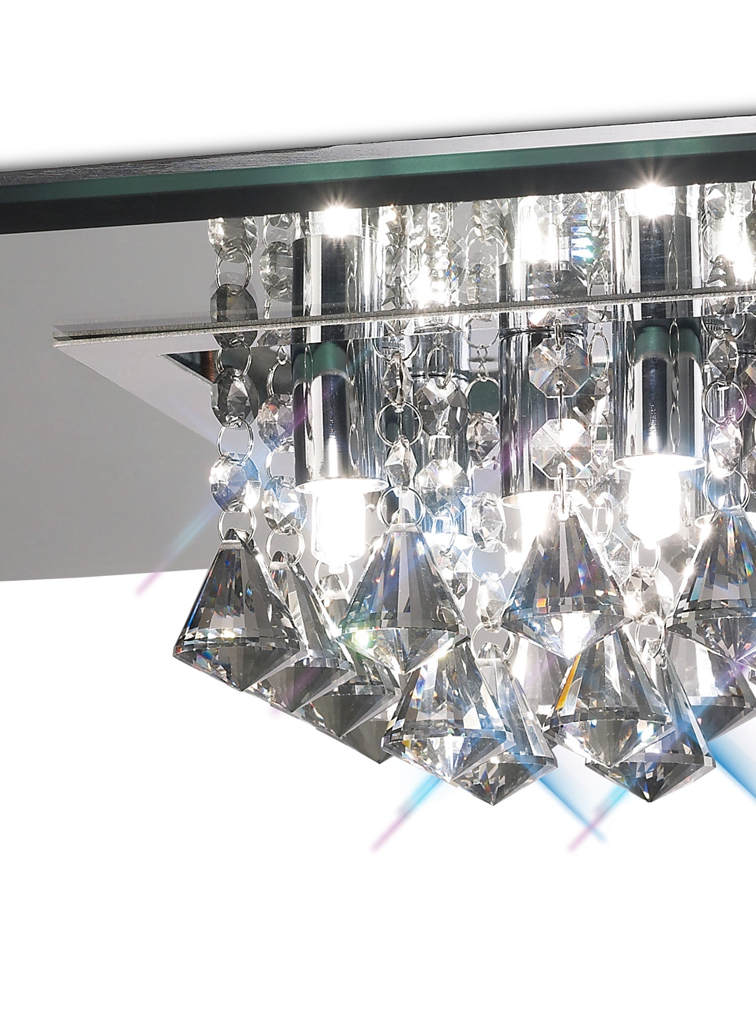 Deco - Theo Flush Ceiling Light with Crystal Droplets - Luminosity Designs Ltd