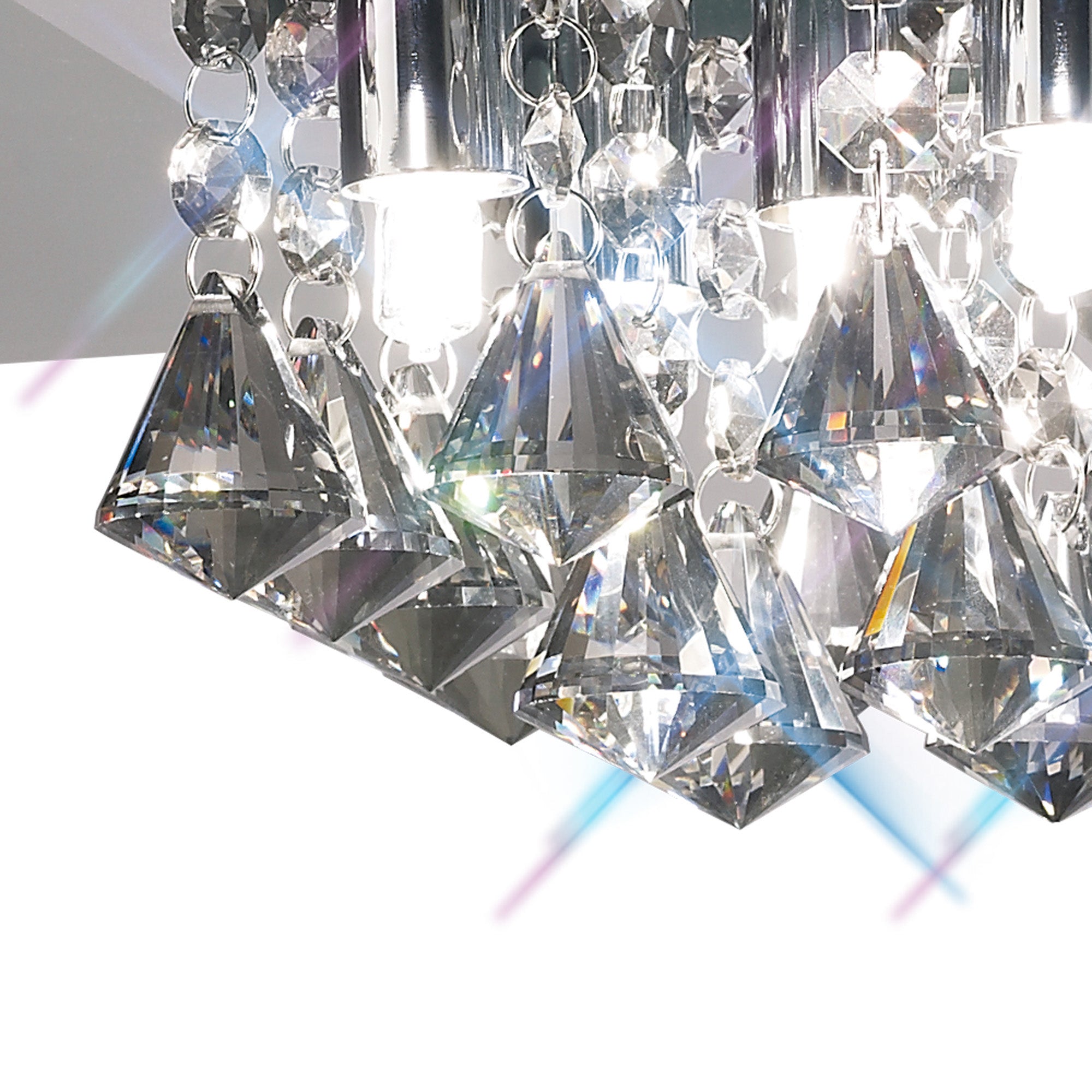 Deco - Theo Flush Ceiling Light with Crystal Droplets - Luminosity Designs Ltd