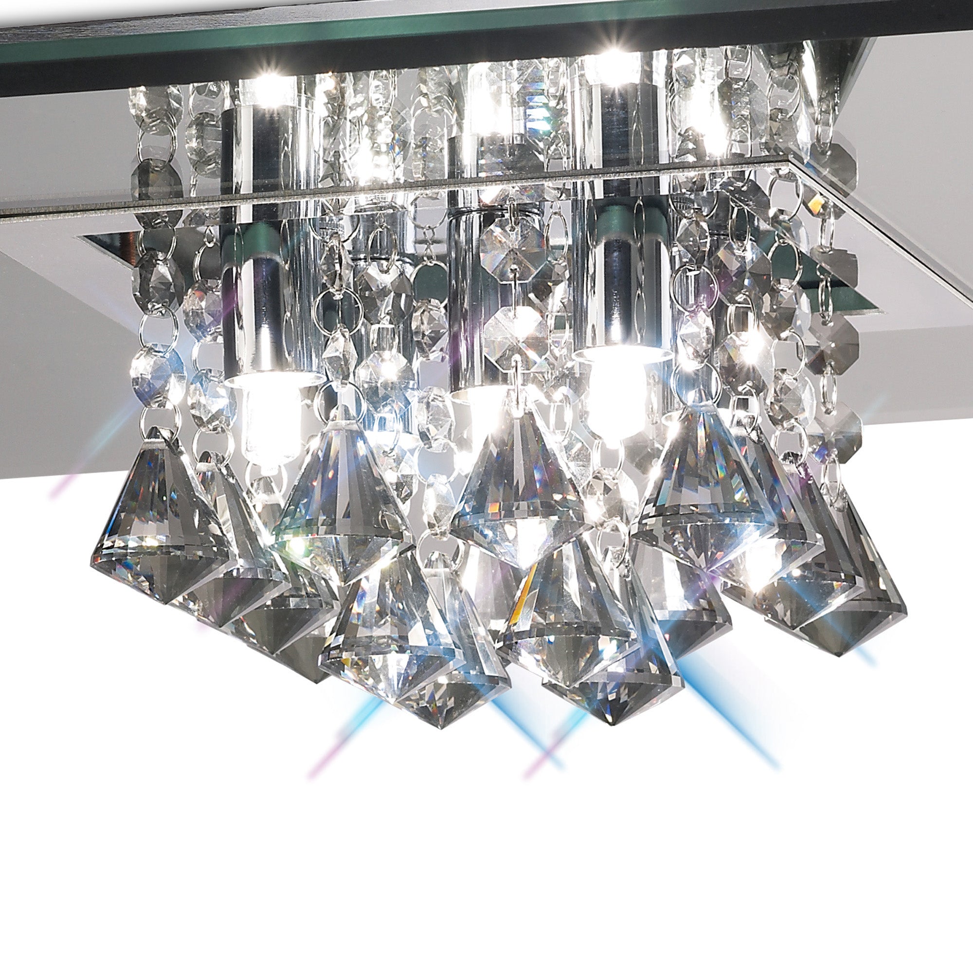 Deco - Theo Flush Ceiling Light with Crystal Droplets - Luminosity Designs Ltd