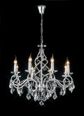 Diyas - Torino Pendant 8 Light E14 Spiral Crystal Chandelier with Decorated Arms - Luminosity Designs Ltd