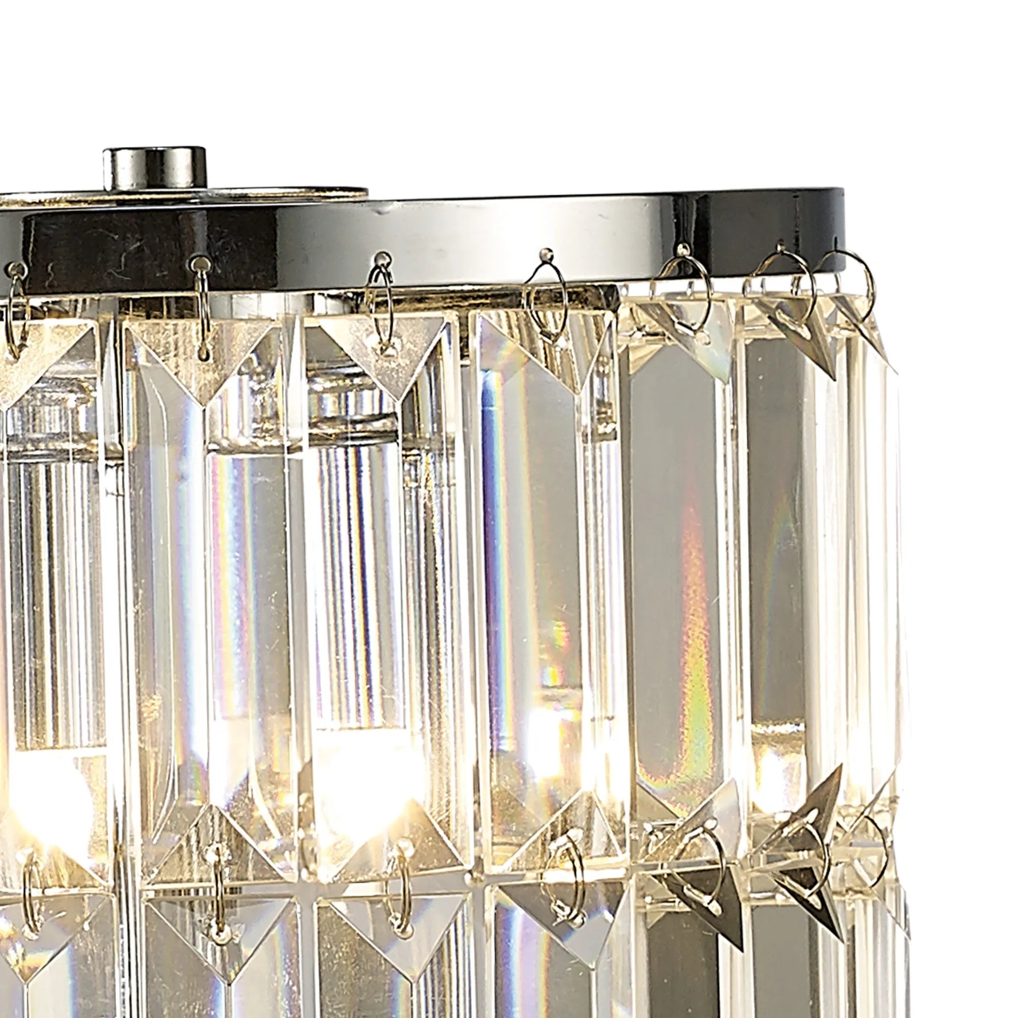 Diyas - Torre Crystal Curtain Table Lamp 3 Light G9 Polished Chrome - Luminosity Designs Ltd