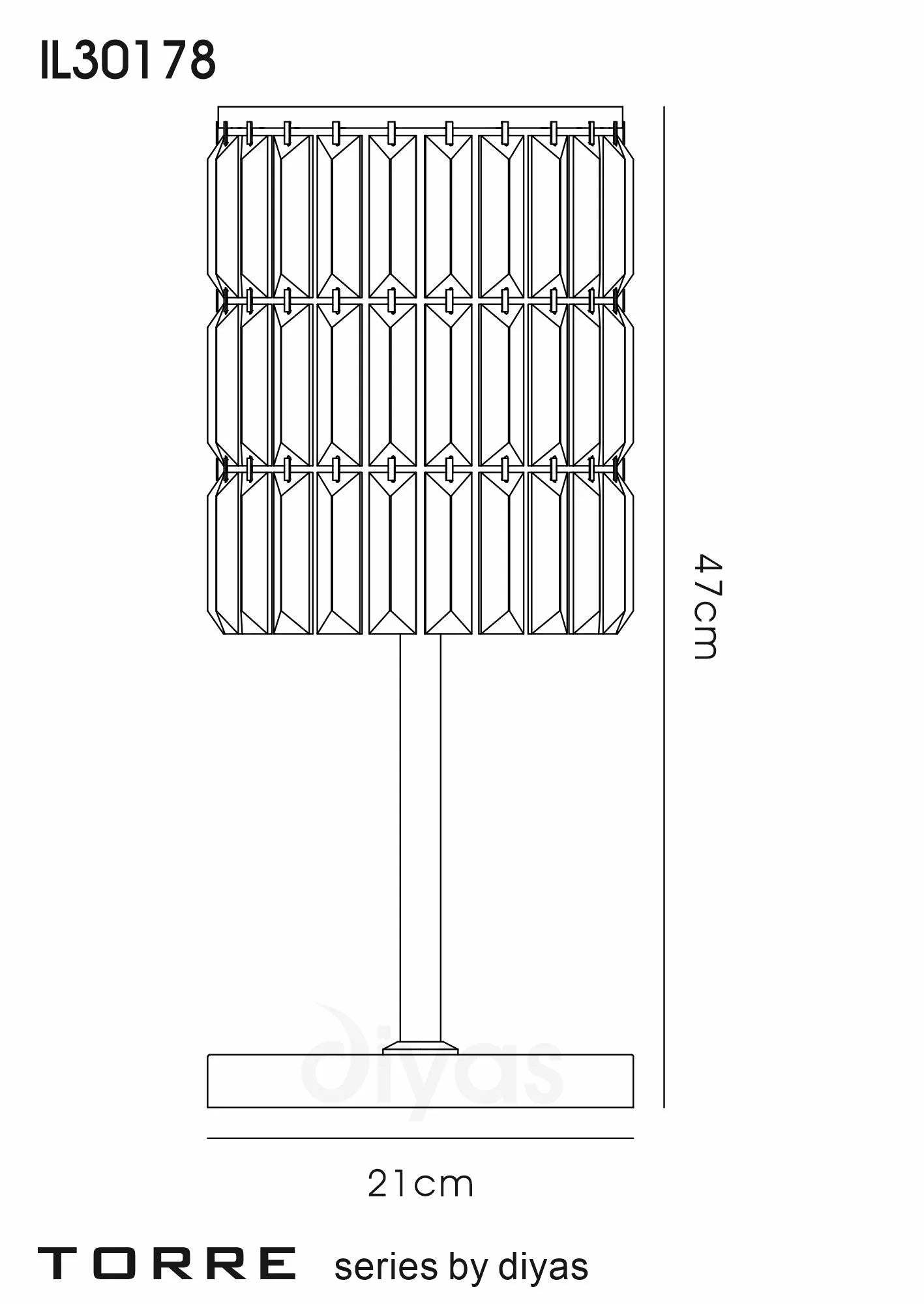 Diyas - Torre Crystal Curtain Table Lamp 3 Light G9 Polished Chrome - Luminosity Designs Ltd