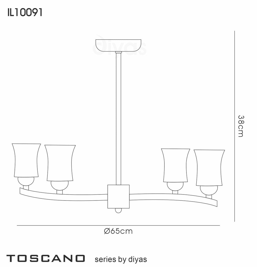 Diyas - Toscano Semi Ceiling 4 Light G9 White/French Gold/Frosted Glass - Luminosity Designs Ltd
