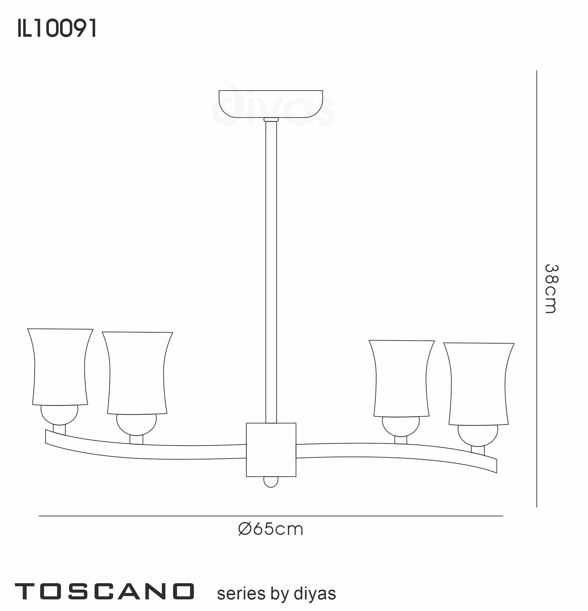 Diyas - Toscano Semi Ceiling 4 Light G9 White/French Gold/Frosted Glass - Luminosity Designs Ltd