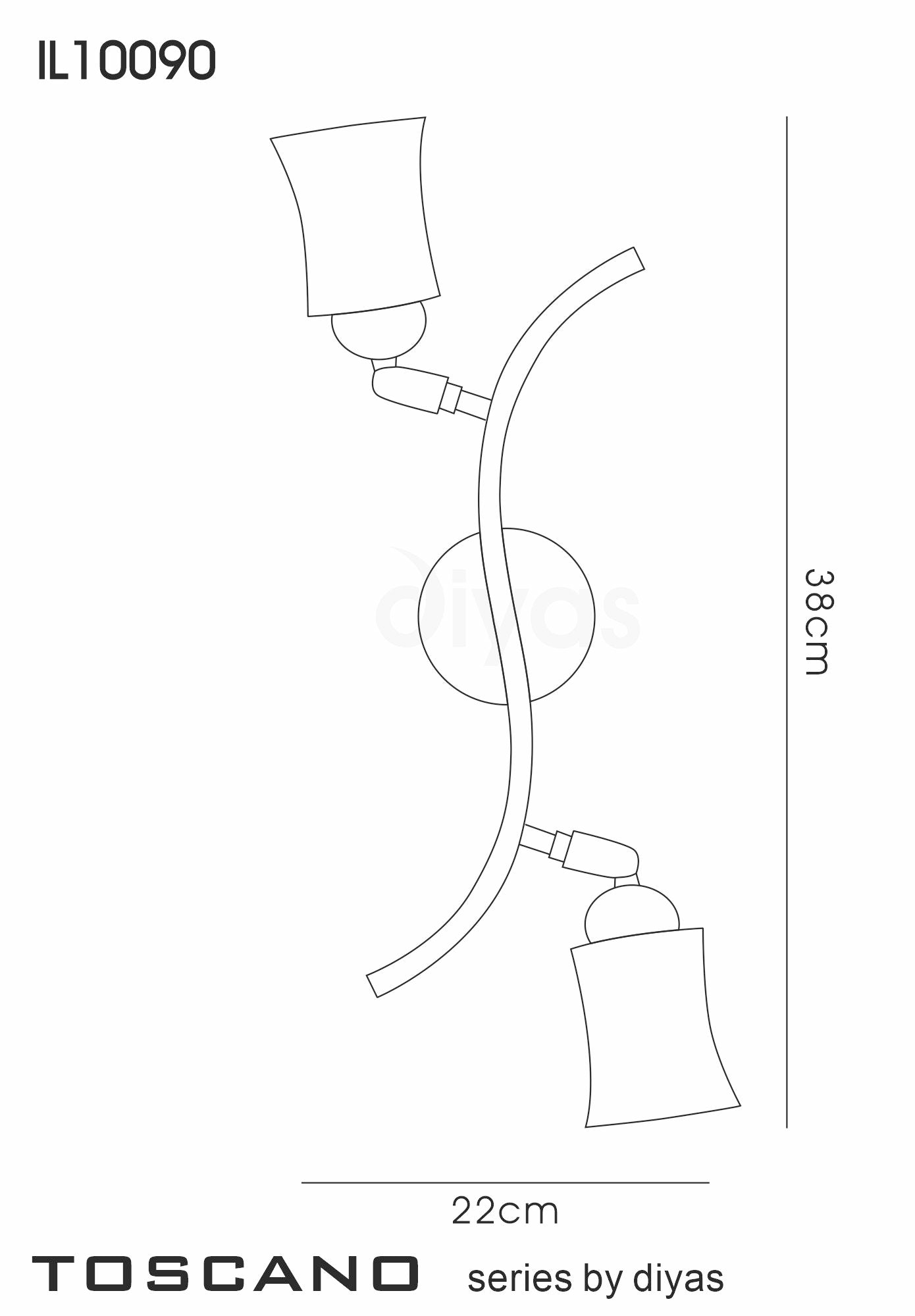 Diyas - Toscano Wall Lamp 2 Light G9 White/French Gold/Frosted Glass - Luminosity Designs Ltd