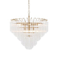 Endon - Toulouse 12lt Tiered Tubular Glass Chandelier with Ribbed Angled Clear Cylindrical Glass. - Luminosity Designs Ltd