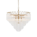 Endon - Toulouse 12lt Tiered Tubular Glass Chandelier with Ribbed Angled Clear Cylindrical Glass. - Luminosity Designs Ltd