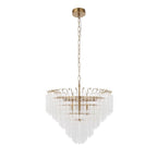 Endon - Toulouse 12lt Tiered Tubular Glass Chandelier with Ribbed Angled Clear Cylindrical Glass. - Luminosity Designs Ltd