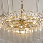 Endon - Toulouse 12lt Tiered Tubular Glass Chandelier with Ribbed Angled Clear Cylindrical Glass. - Luminosity Designs Ltd