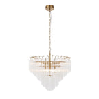 Endon - Toulouse 12lt Tiered Tubular Glass Chandelier with Ribbed Angled Clear Cylindrical Glass. - Luminosity Designs Ltd