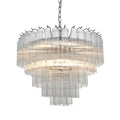 Endon - Toulouse 12lt Tiered Tubular Glass Chandelier with Ribbed Straight Clear Cylindrical Glass. - Luminosity Designs Ltd