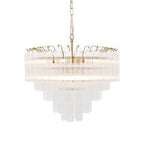 Endon - Toulouse 12lt Tiered Tubular Glass Chandelier with Ribbed Straight Clear Cylindrical Glass. - Luminosity Designs Ltd