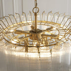 Endon - Toulouse 12lt Tiered Tubular Glass Chandelier with Ribbed Straight Clear Cylindrical Glass. - Luminosity Designs Ltd