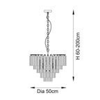Endon - Toulouse 12lt Tiered Tubular Glass Chandelier with Ribbed Straight Clear Cylindrical Glass. - Luminosity Designs Ltd