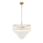 Endon - Toulouse 12lt Tiered Tubular Glass Chandelier with Ribbed Straight Clear Cylindrical Glass. - Luminosity Designs Ltd