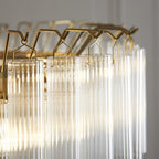 Endon - Toulouse 12lt Tiered Tubular Glass Chandelier with Ribbed Straight Clear Cylindrical Glass. - Luminosity Designs Ltd