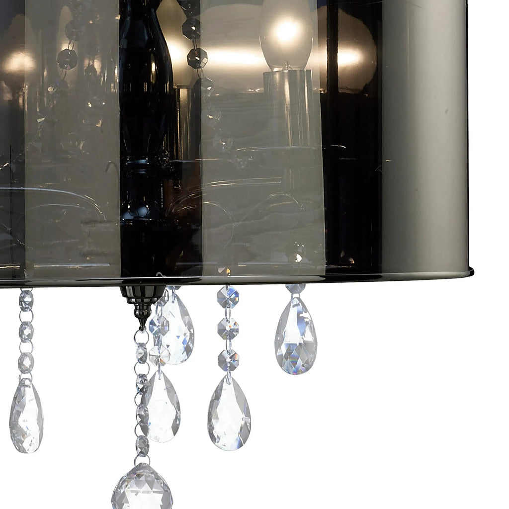 Diyas - Trace Pendant With Chrome Shade 3 Light E14 Polished Chrome/PVC /Crystal - Luminosity Designs Ltd