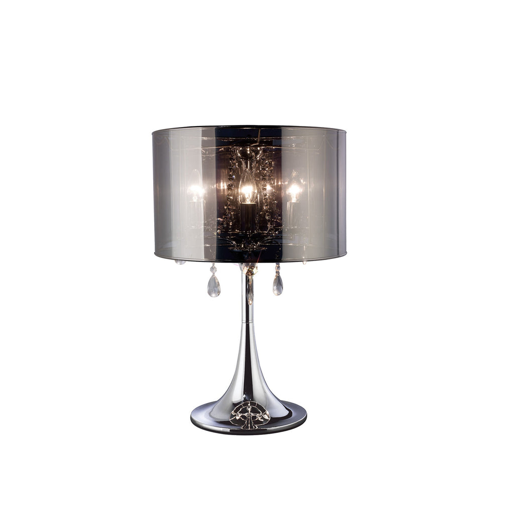 Diyas - Trace Table Lamp With Chrome Shade 3 Light E14 Polished Chrome/PVC /Crystal - Luminosity Designs Ltd