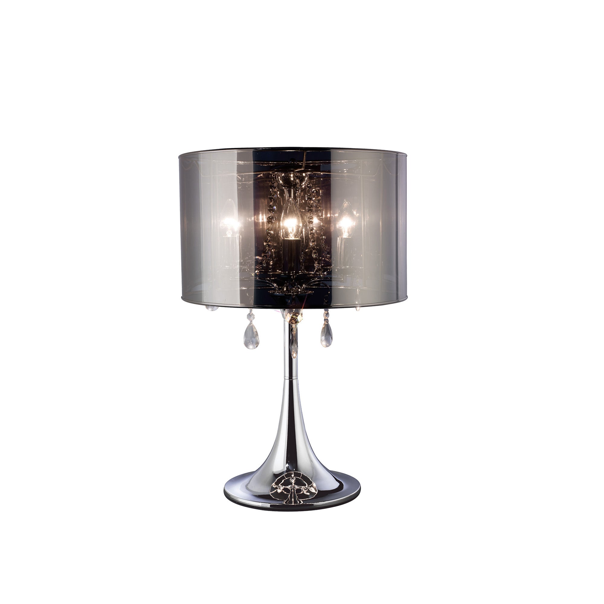 Diyas - Trace Table Lamp With Chrome Shade 3 Light E14 Polished Chrome/PVC /Crystal - Luminosity Designs Ltd
