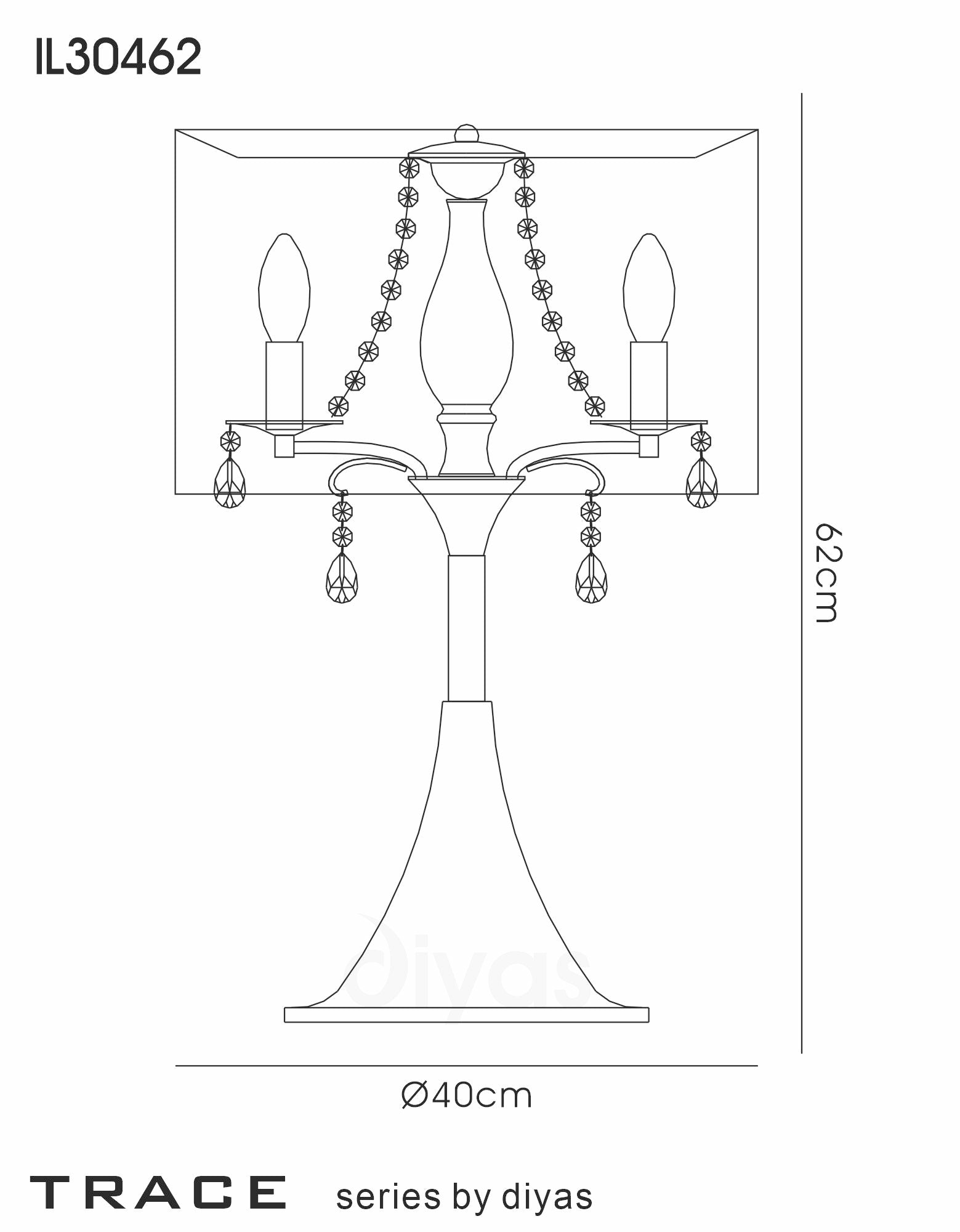 Diyas - Trace Table Lamp With Chrome Shade 3 Light E14 Polished Chrome/PVC /Crystal - Luminosity Designs Ltd