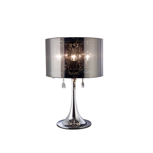 Trace Table Lamp With Chrome Shade 3 Light E14 Polished Chrome/PVC /Crystal
