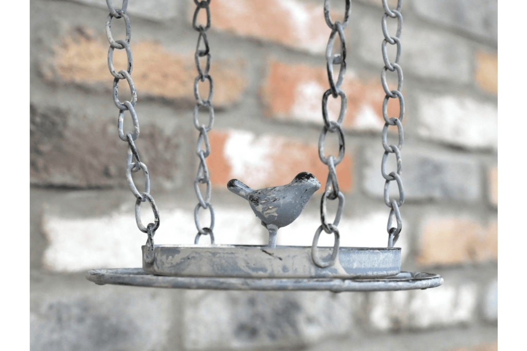 Traditional Victorian Style Hanging Iron Bird Feeder with Patina Detail for Garden - Luminosity Designs Ltd