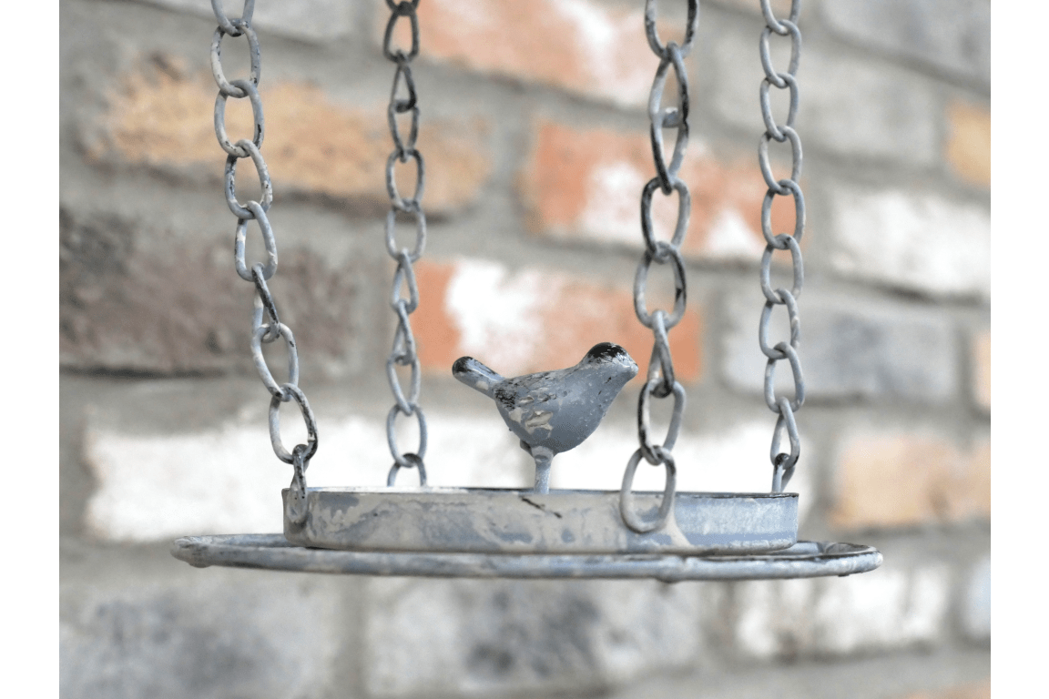 Traditional Victorian Style Hanging Iron Bird Feeder with Patina Detail for Garden - Luminosity Designs Ltd