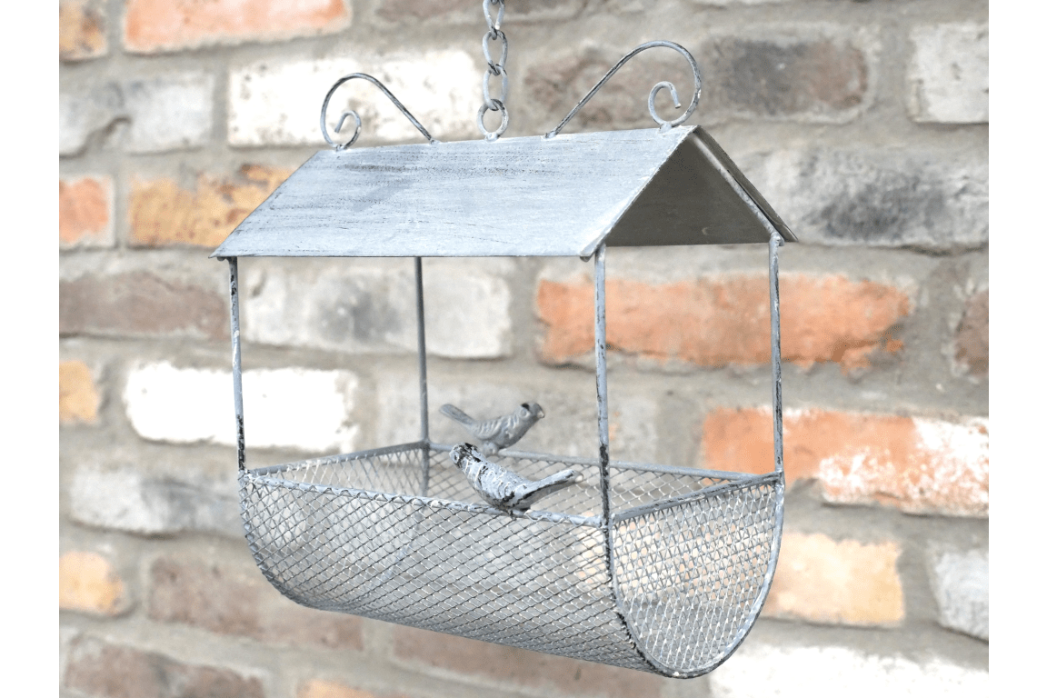 Luminosity Designs - Traditional Victorian Style Hanging Long Iron Bird Feeder with Patina Detail for Garden - Luminosity Designs Ltd