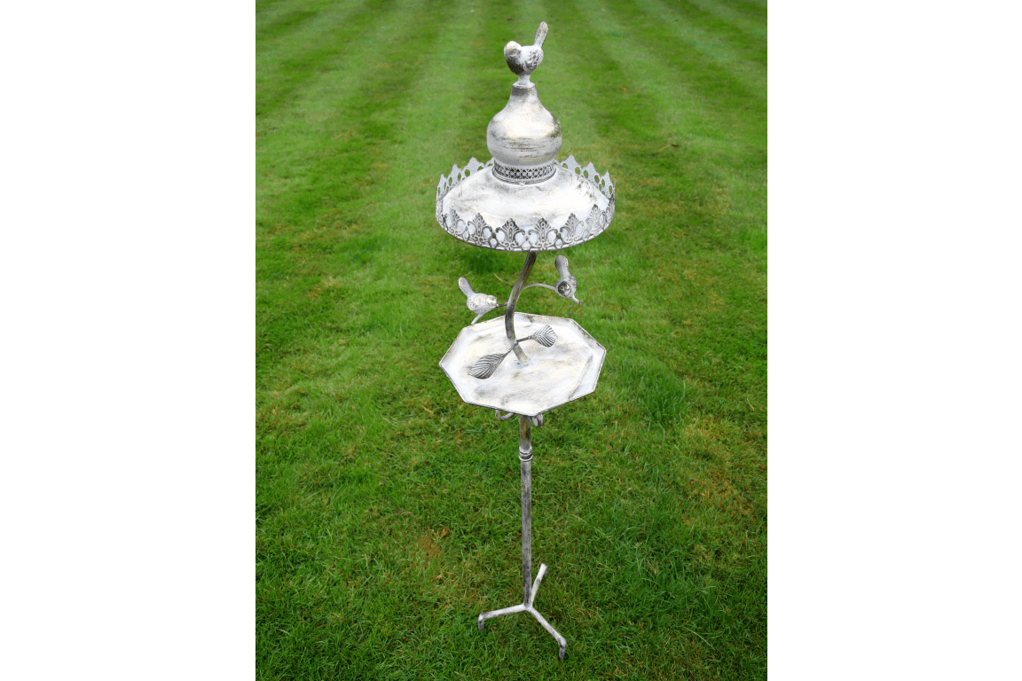 Traditional Victorian Style Iron Bird Feeder with Gilt Detail and Prongs for Garden Mounting - Luminosity Designs Ltd
